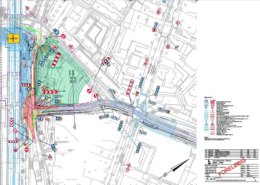 Arbejdsområdet ved Jernbanepladsen ændres fra den 8. februar 2023 (nyt arbejdsområde markeret med rødt på tegningen).
