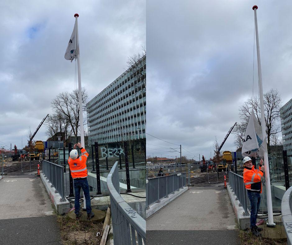Efter fem år på Lehwaldsvej har Aarsleff A/S flyttet skurbyen til DTU. Tirsdag 20. februar tog projektchef Gert Dahlin Aarsleff-flaget og lukkede dermed officielt letbane-entreprenørens arbejdsplads på Lehwaldsvej.