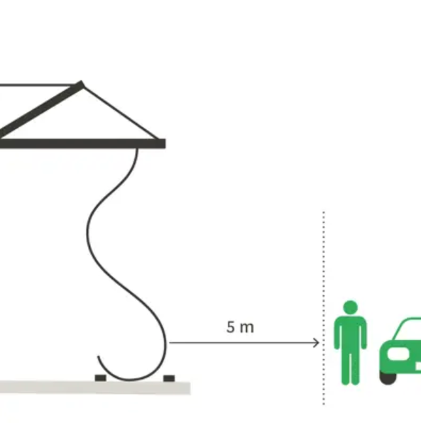 Hold minimum 5 meters afstand, hvis en køreledning bliver revet ned