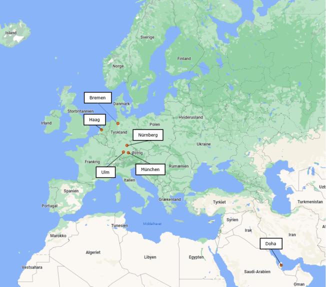 Kort over letbaner i udlandet