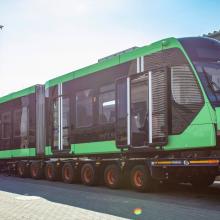  The green light rail trains can be seen in the city from early 2025, when test runs are expected to begin. The picture is from the Siemens Test Center in Germany before departure for Denmark. Photo: Hovedstadens Light Rail.