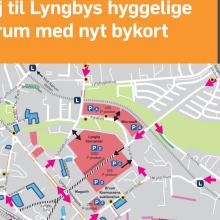 Bykort Lyngby C med adgangsveje og p-muligheder - december 2023. Klik på kortet for at downloade det og se det i stort format.